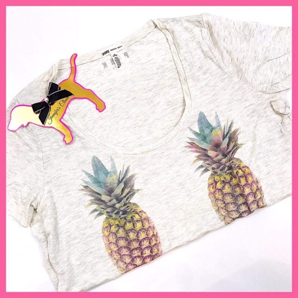 🍍•Victoria’s Secret PINK• Pineapple Scoopneck tee - Picture 2 of 4